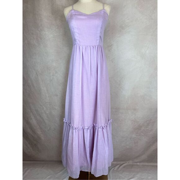 Vintage 70s Gunne Sax Style Maxi with Caplet Puff Sleeves Dress - Picture 2 of 11